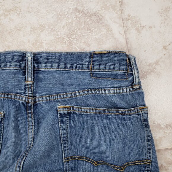 AEO American Eagle Distressed Holey Jeans Relaxed Straight Ripped Size 36 X 32 - Picture 8 of 15